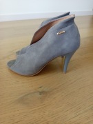 Botki skórzane szary zamsz