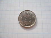 Holandia moneta 25 centów 1958 nikiel