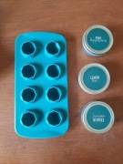 Silikonowa foremka do kostek lodu (diamenty) + pojemniki na dodatki smakowe