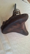 Stare siodełko do roweru sprężynowe skórzane ze sztycą 