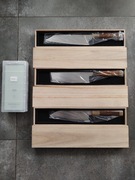 Zestaw noży Xinzuo japońska stal proszkowa ZDP-189 Bunka Santoku