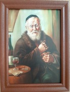 obrazek Żyda - Żyd liczący pieniądze - Na Szczęście i Dobrobyt 15cm x 20 cm