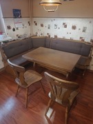 Ława rogówka dąb stół i 2 krzesła 