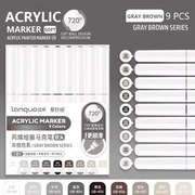 Markery Akrylowe Languo Gray Brown Series – Zestaw 9 szt. Pędzelkowe