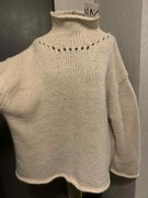 ZARA sweter tunika oversize z półgolfem gruby duży wzory