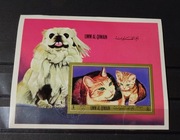 Znaczek Umm Al Qiwain, blok, 1972 r. / pies koty