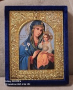 Piękna Ikona prawosławna Matka Boska Kwiat Niewiędnący, Wonna Róża. 