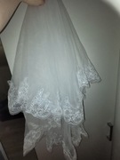 Welon dwuwarstwowy pięknie zdobiony + Gratis ozdoby do włosów 