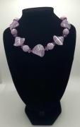 Fioletowy naszyjnik + kolczyki 