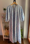 Bawełniana sukienka maxi 100% cotton w niebieskie wzory H&M M