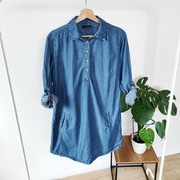 Sukienka jeansowa 40/L 42/XL jeans z kieszeniami koszulowa z kołnierzykiem 