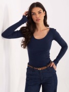 Granatowa bluzka basic z dekoltem 100% bawełna 