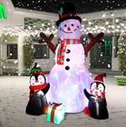 Świąteczne Dekoracje Nadmuchiwany Bałwan Pingwin z Światłami LED 180cm
