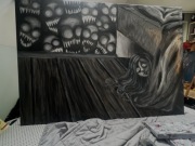 Straszny obraz unikat horror sztuka creepy gotycki obraz mroczny obraz