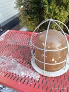 LAMPA PRZEMYSŁOWA PRL VINTAGE OŚWIETLENIE KLOSZ KRATA KOSZ