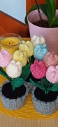 Tulipany szydełkowane, kwiaty 