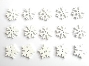 Guziki Drewniane Białe Śnieżynki Płatki Śniegu Gwiazdki 15 szt.
