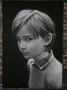 Portret młodego Tomka Beksińskiego. Suche pastele 35x50 cm