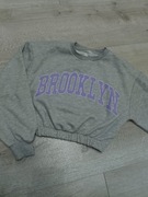 Szara krótka szeroka bluza z gumką Pull&bear S