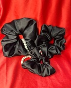 ZESTAW 3x SCRUNCHIE SATYNA BLACK PREMIUM ELEGANCJA