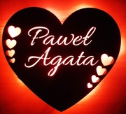 Lampka nocna LED, drewniana, walentynki, serce, 7 kolorów, 6 frontów