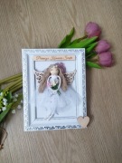 Pamiątka Komunii Świętej Anioł w ramce 