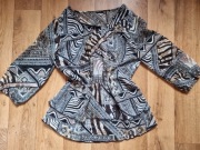 Wzorzysta bluzka boho M-L – oryginalny print, lekkie 