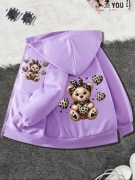 Welurowa fioletowa liliowa bluza miś aplikacja tył wygoda styl r. 146