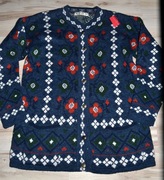 81^ SNAP sweter Vintage dłuższy zapinany z akrylu 40/42