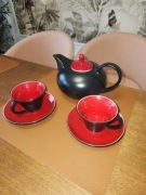 Zestaw do kawy herbaty Almi Decor czarny czerwony