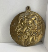 aluminiowa glowa odlew plaskorzezba asam a mickiewicz vintage prl