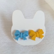 Kolczyki kokardki żółto-niebieskie, kolczyki sztyfty 