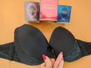 Biustonosz HAN  Stanik Czarny usztywniany gładki sexy  koronkowy push-up