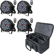 4x Akumulatorowe Bezprzewodowe Reflektory Sceniczne LED PAR RGB DMX + Torba