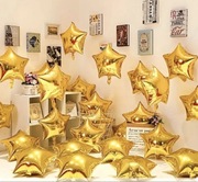 Zestaw Balonów Foliowych Gwiazdki Złote 25cm / 10 szt. Urodziny Sylwester
