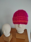 Czapka damska moher i akryl robiona na drutach. Handmade