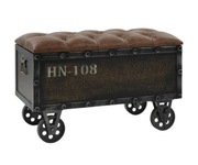 Ławka ze schowkiem lite drewno plus sztuczna skóra