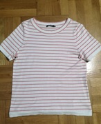 Tshirt damski sweterkowy bawełna paski biały różowy Olsen 34 XS  24hm