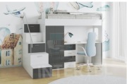 Łóżko piętrowe z biurkiem i szafą 