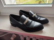 Vagabond czarne skórzane mokasyny loafersy loafers z łańcuszkiem 37