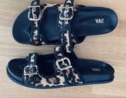 ZARA nowe skórzane klapki sandały birkeny panterka skóra naturalna roz. 41