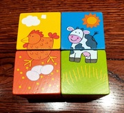 Kolorowe Drewniane puzzle kostki sześciany