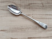 BRYTYJSKA SREBRZONA ŁYŻECZKA DO KAWY FILIŻANKI MONOGRAM XIXw