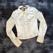 Biała satynowa koszula H&M S elegancka