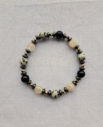 Bransoletka Cytryn Jaspis dalmatyński Onyks Hematyt rękodzieło 