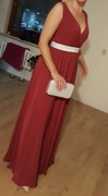 Piękna buraczkowa suknia wieczorowa M 38 + gratis