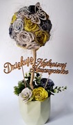 Drzewko z różyczek satynowych Handmade Urodziny Imieniny Zakończenie roku 