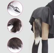 stalowy korek plug analny lisi ogon 28 mm średnica Szary Nowy