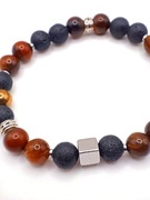 Męska bransoletka tygrysie oko lawa wulkaniczna hematyt 