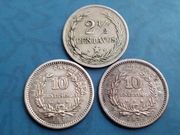 Zestaw Urugwaj 10 centimos 1877 Dominikana 2 1/2 centawos 1888